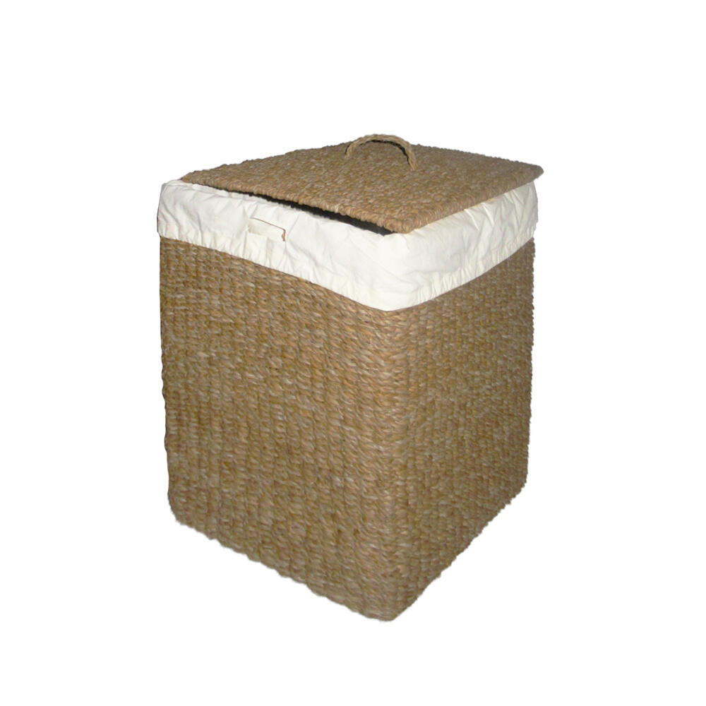 011737-rvxtu-first- Minimal Καλαθι Με Καπακι 50x40x50cm Seagrass Φυσικο Λευκο Βαμβακι - Image 1