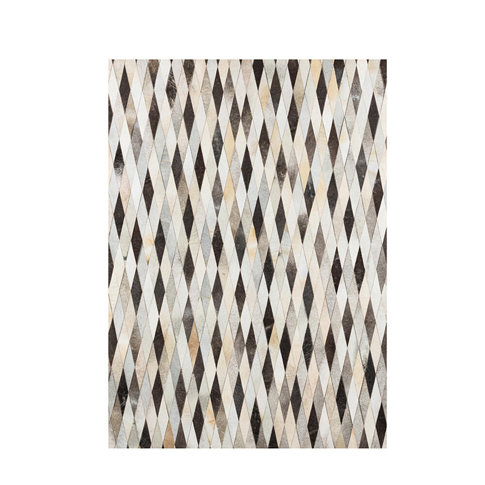 014659-npozz-first- Rhombus Χαλι Σαλονιου 160x240cm Δερμα Γκρι Μπεζ Καφε - Image 1