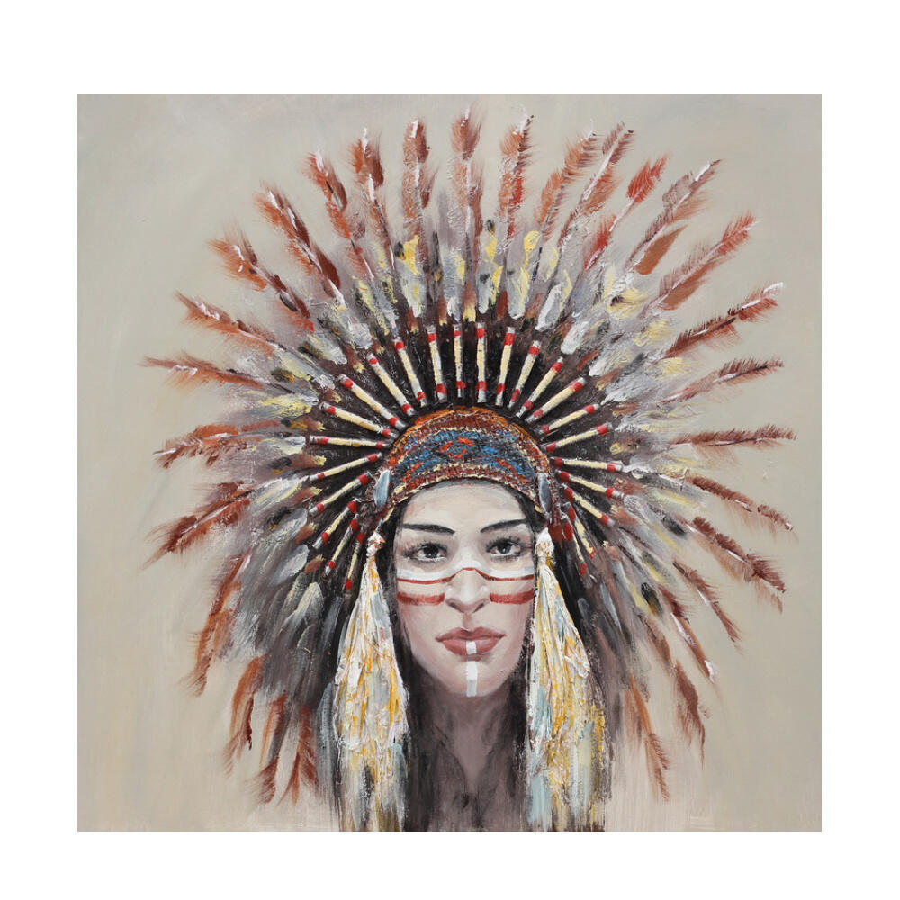 015110-6lzI1-first-_1 Indian Girl Πινακας Διακοσμησης 90x90x4cm Καμβας Ξυλο - Image 1