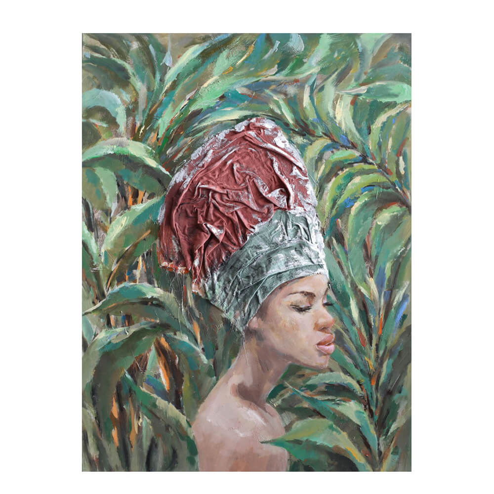 015119-DUIZL-first-_1 Jungle Lady Πινακας Διακοσμησης 76x100x4cm Καμβας Πολυχρωμο Ξυλο - Image 1