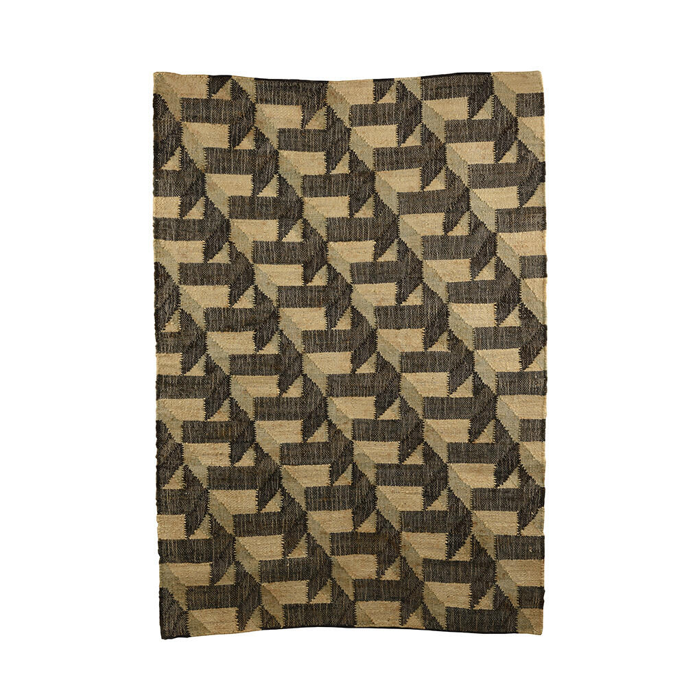 015129-jagdk-first- Wool Χαλι Σαλονιου 120x180cm Γιουτα Φυσικο Μαυρο - Image 1
