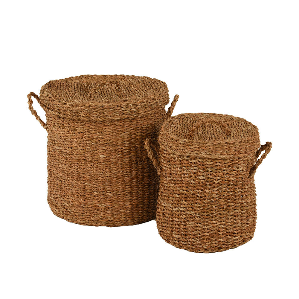 015347-GFZu5-first-_1 Seagrass Καλαθι Με Καπακι Set 2τμχ 44x44x45cm Seagrass Φυσικο - Image 1
