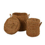 Seagrass Καλαθι Με Καπακι Set 2τμχ 44x44x45cm Seagrass Φυσικο - Image 4