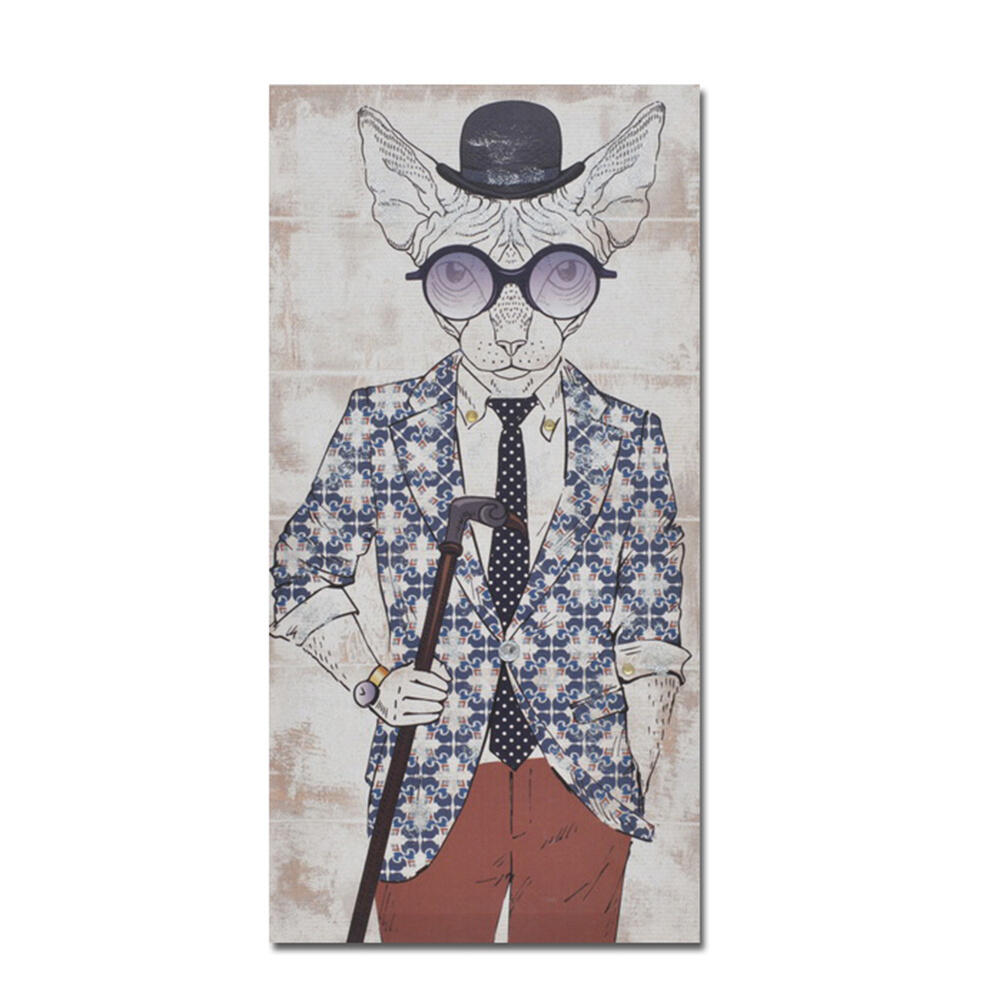 016257-3catr-first- Mr.cat Πινακας Διακοσμησης 30x60x2cm Καμβας Πολυχρωμο Ξυλο - Image 1