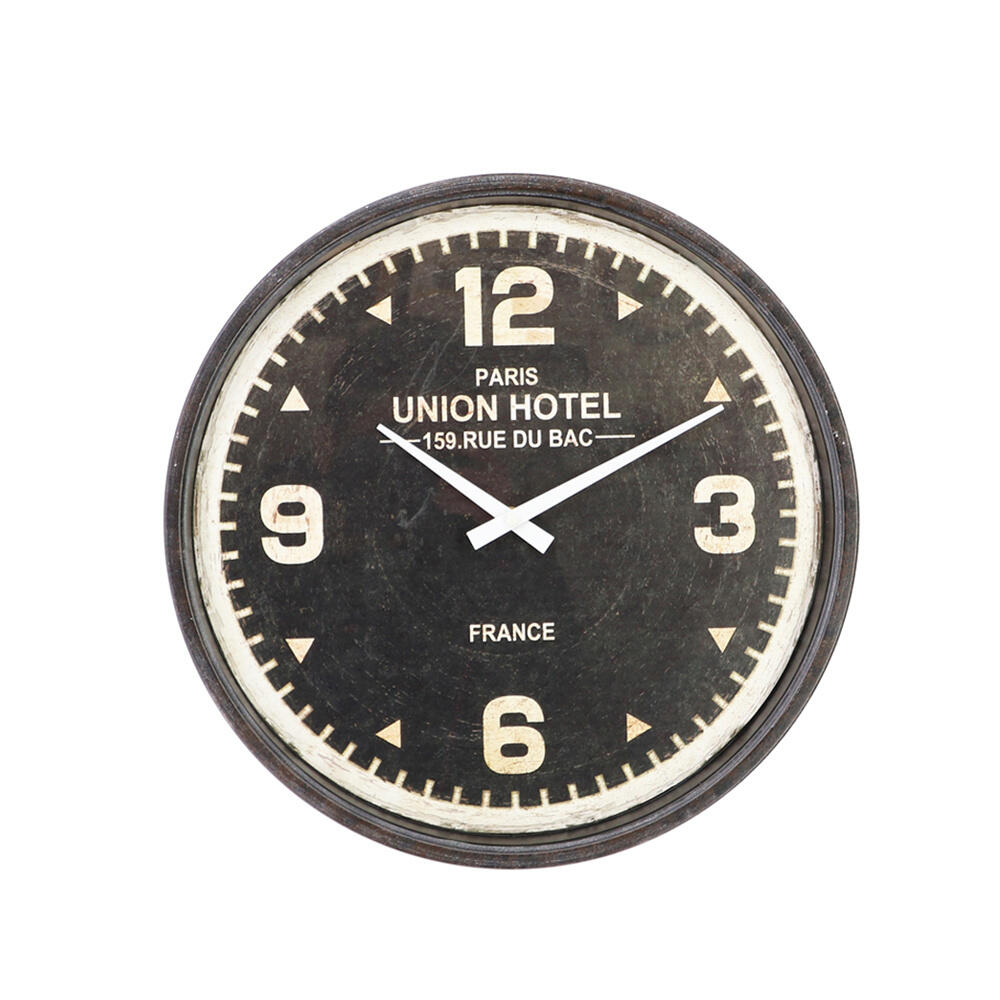 016740-xbzkj-first- Union Ρολοϊ Τοιχου 40x40x5cm Μεταλλο Μαυρο Λευκο Γυαλι - Image 1