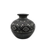 Maya Βαζο 25x25x22cm Polyresin Μαυρο Λευκο