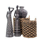 Rombus Καλαθι Set 5τμχ 43x43x39cm Seagrass Φυσικο Μαυρο Σιδερο - Image 2