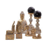 Elephas 1 Κηροπηγιο 15x9x28cm Polyresin Χρυσο Λευκο - Image 2