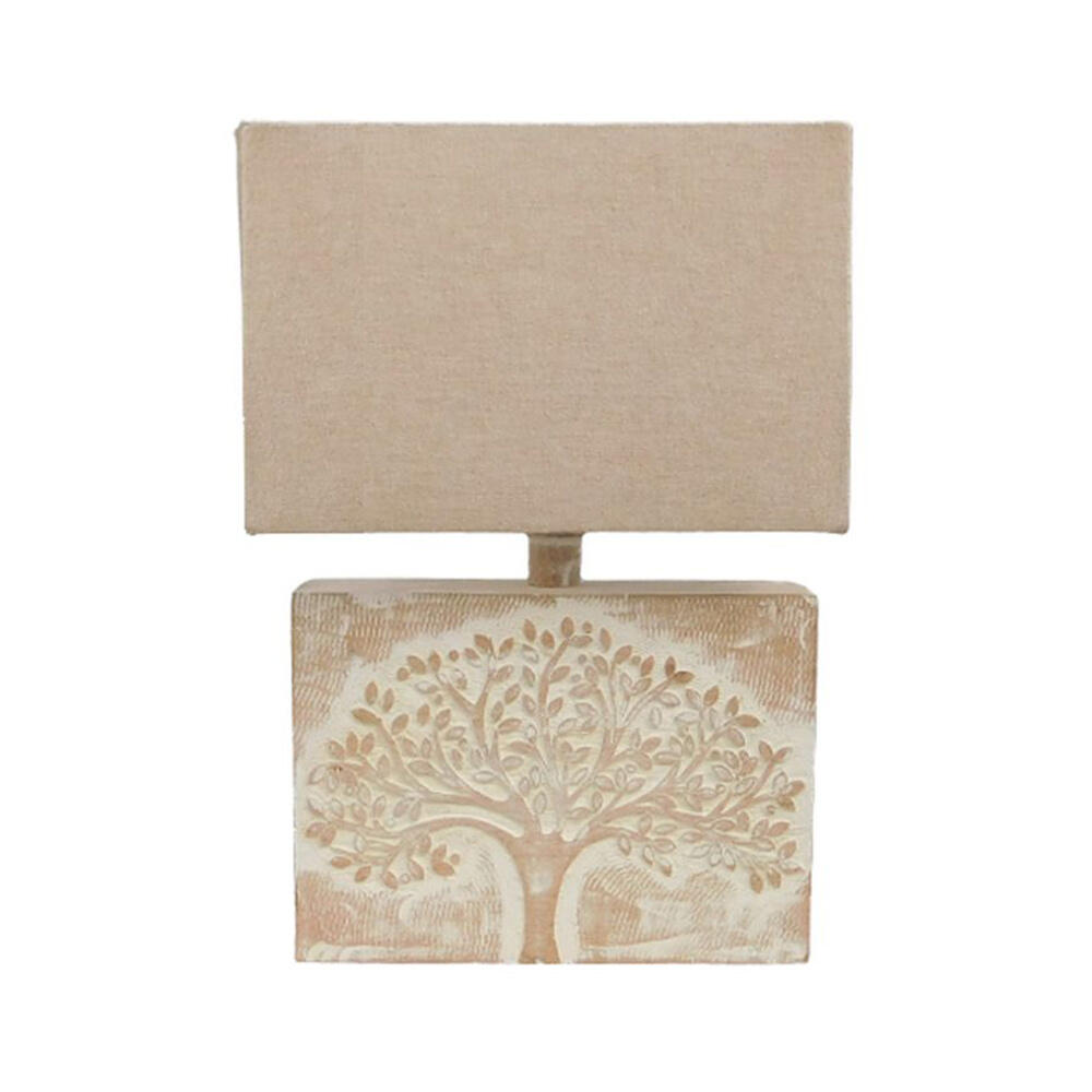 019796-vsem1-first- Oliva White/Diana Φωτιστικο Επιτραπεζιο 28x10x42cm Ξυλο Λευκο Υφασμα Μπεζ - Image 1
