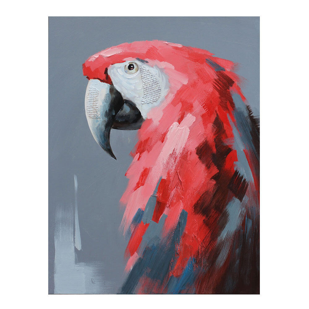 019886-4vZDU-first-_1 Red Parrot Πινακας Διακοσμησης 76x100x4cm Καμβας Ξυλο - Image 1