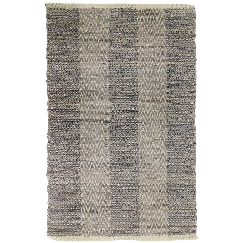 020501-ECUvj-first-_1 Fishbone Χαλακι 60x90cm Δερμα Γκρι Μπεζ - Image 1