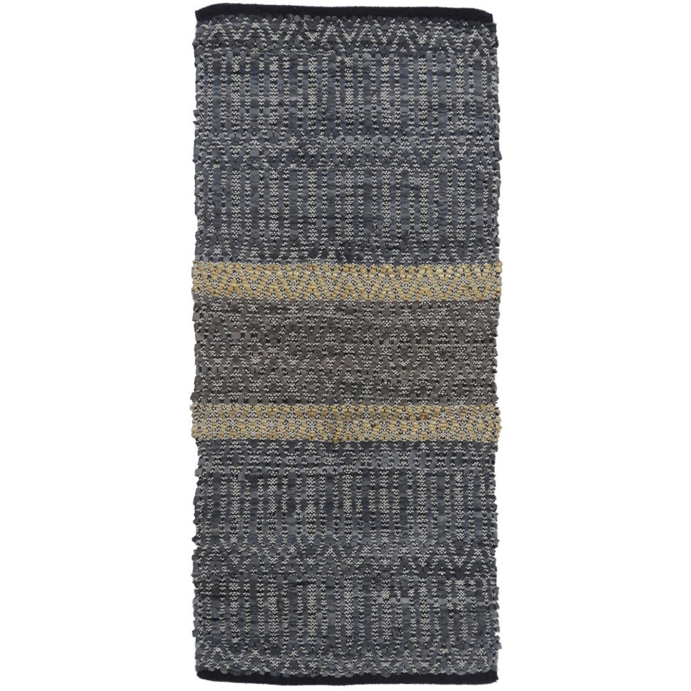 020504-mU3ZW-first-_1 Stripe Χαλι Διαδρομου 70x150cm Δερμα Γκρι Μπεζ - Image 1