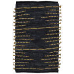 Edje Χαλακι 60x90cm Δερμα Μαυρο Μπεζ Γιουτα