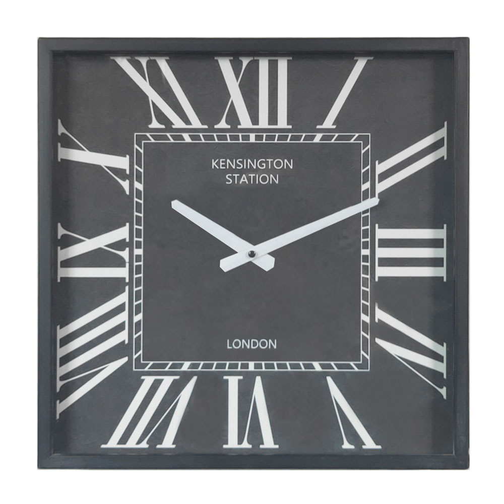 020597-2esqo-first- Square Ρολοϊ Τοιχου 40x40x9cm Μεταλλο Μαυρο Λευκο Γυαλι - Image 1
