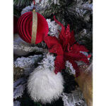 Glam Red Χριστουγεννιατικη Μπαλα 10x10x10cm Polyfoam Κοκκινο Χρυσο Υφασμα - Image 3