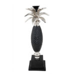 Ananas Κηροπηγιο 13x13x44cm Μεταλλο Ασημι Μαυρο