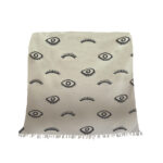 Eyes White Ριχταρι Διακοσμητικο 130x170cm Βαμβακι Λευκο Μαυρο