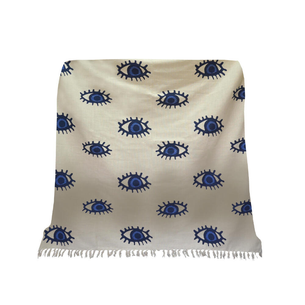 021789-33cAf-first-_1 Eyes Blue Ριχταρι Διακοσμητικο 130x170cm Βαμβακι Λευκο Μπλε - Image 1