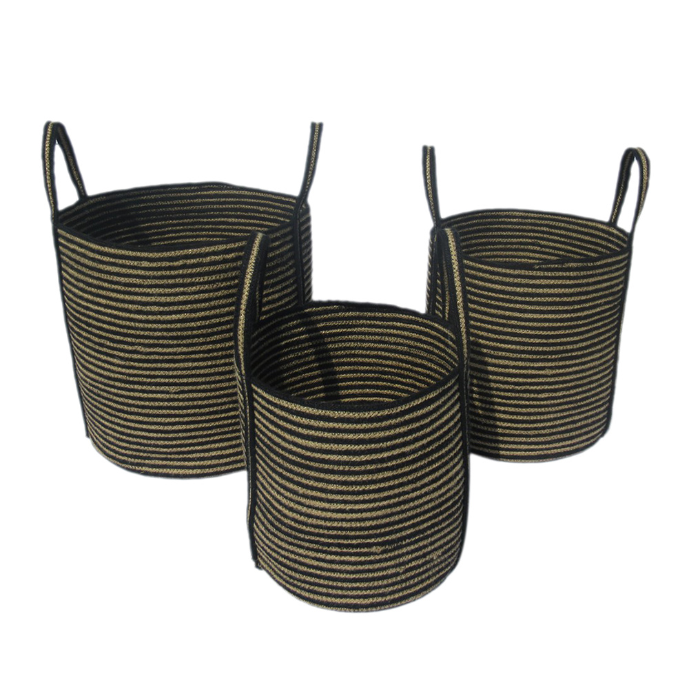 022016-KWqUD-first-_1 Yirmi Καλαθι Set 3τμχ 40x40x40cm Γιουτα Φυσικο Μαυρο - Image 1