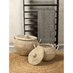 Areli Καλαθι Με Καπακι Set 2τμχ 45x45x30cm Kansgrass Φυσικο Pvc - Image 2
