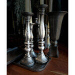 Lusar Κηροπηγιο Set 3τμχ 11x11x40cm Αλουμινιο Ασημι Αντικε - Image 2