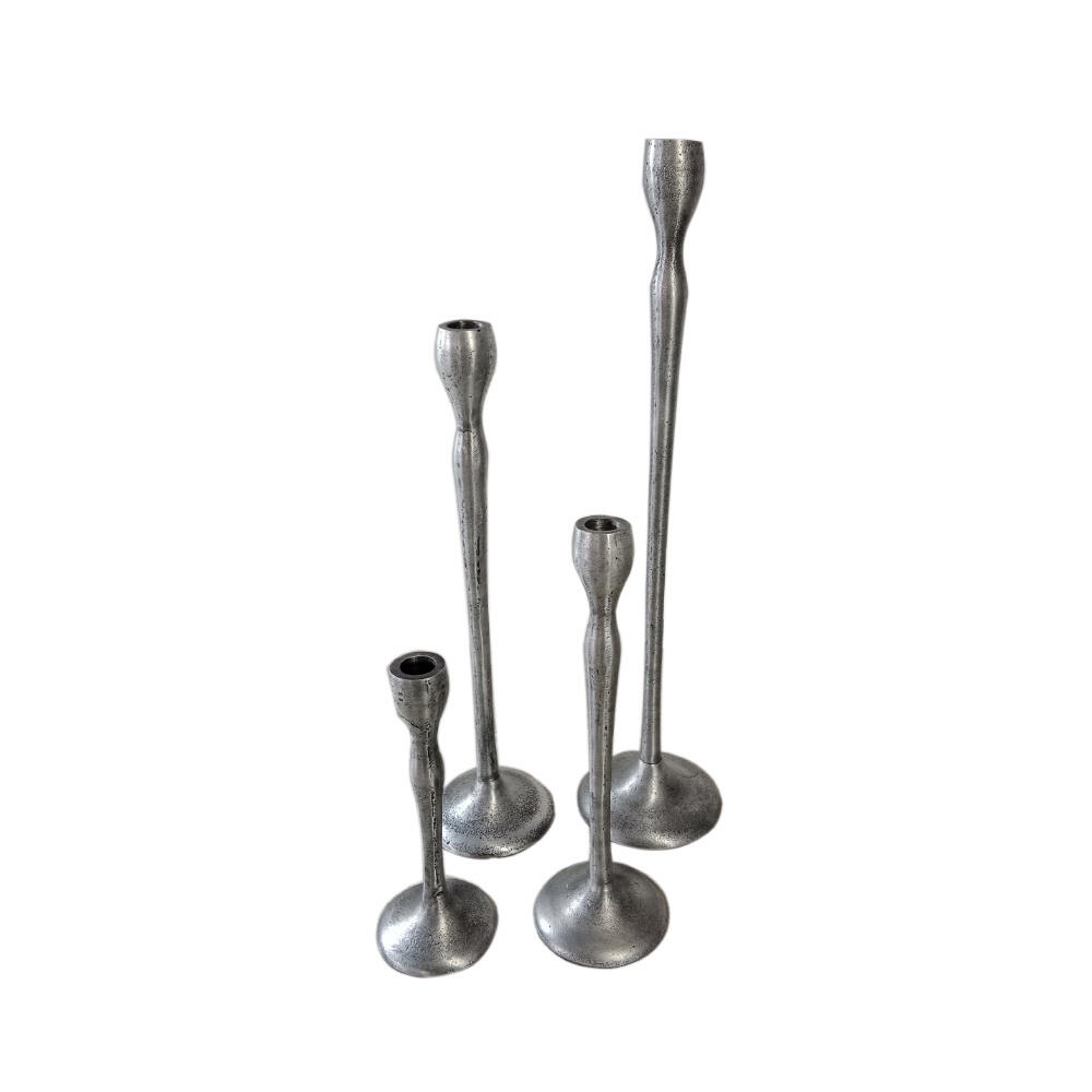 022236-dyQi9-first-_1 Jolie Κηροπηγιο Set 4τμχ 13x13x50cm Αλουμινιο Ασημι Αντικε - Image 1