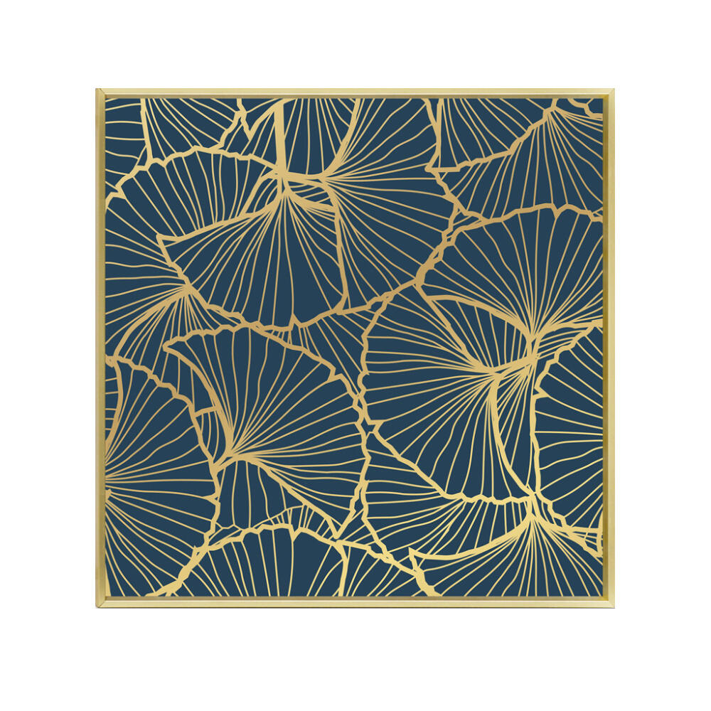 022876-pRIw8-first-_1 Lango Πινακας Διακοσμησης 52x52x4cm Καμβας Πετρολ Χρυσο Ξυλο Χρυσο - Image 1