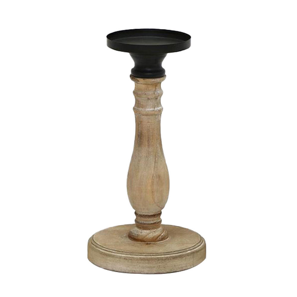 023454-vN53W-first-_1 Jupiter Κηροπηγιο 15x15x29cm Ξυλο Φυσικο Μαυρο Μεταλλο - Image 1