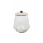 Schera Δοχειο Αποθηκευσης Με Καπακι 14x14x20cm Γυαλι White Washed Ξυλο