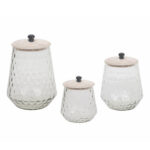 Schera Δοχειο Αποθηκευσης Με Καπακι 14x14x20cm Γυαλι White Washed Ξυλο - Image 2