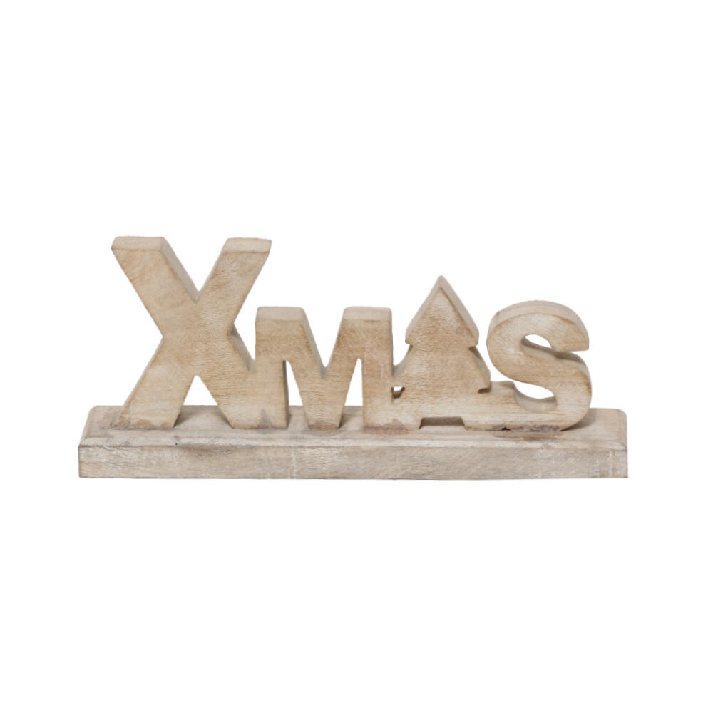 023865-HKPwa-first-_1 White Xmas Χριστουγεννιατικο Διακοσμητικο 10x3x23cm Ξυλο Mango White Washed - Image 1