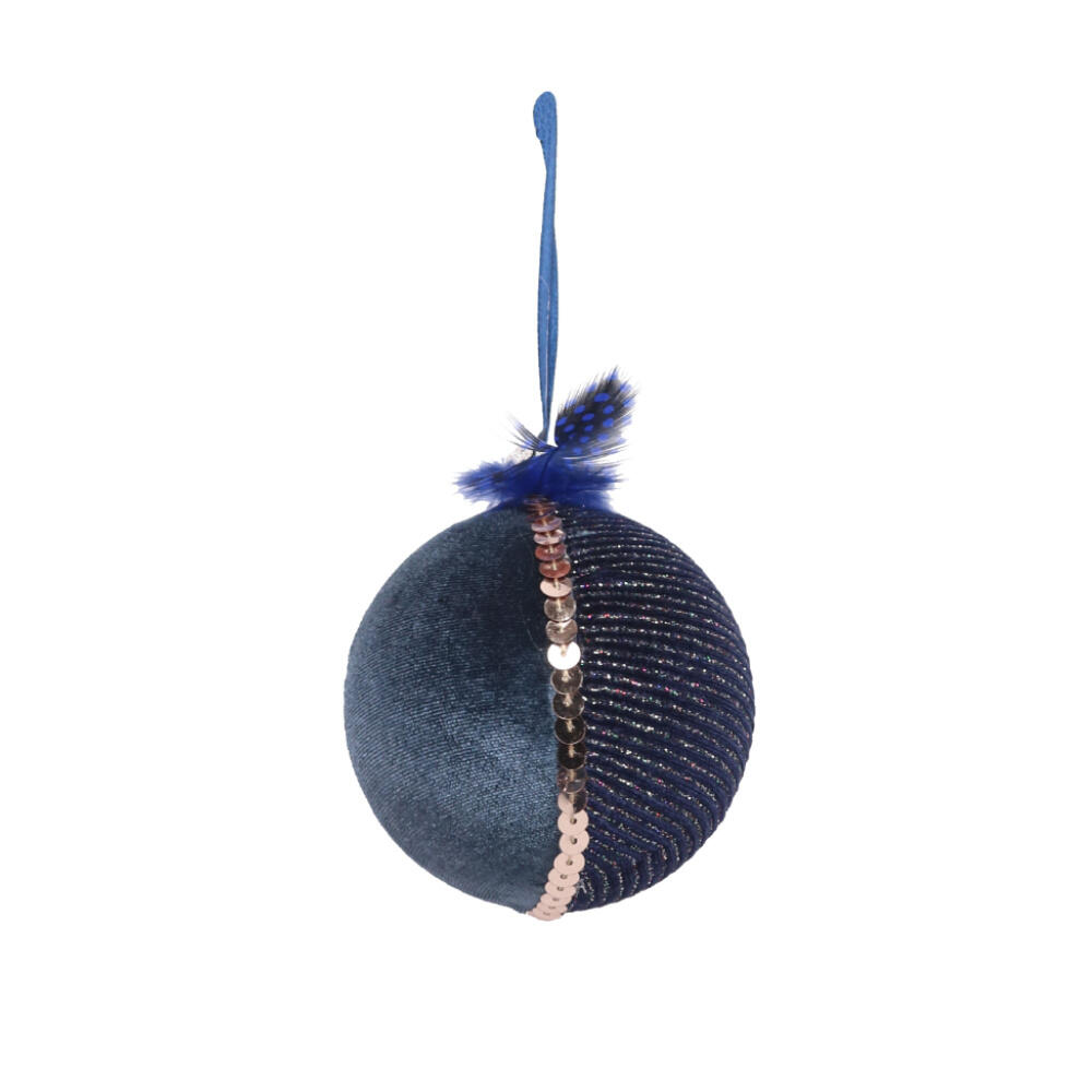 024157-wqZg7-first-_1 Dreamy Χριστουγεννιατικη Μπαλα 8x8x8cm Polyfoam Μπλε Χρυσο Υφασμα - Image 1