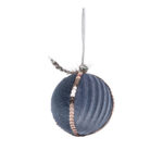 Dreamy Χριστουγεννιατικη Μπαλα 8x8x8cm Polyfoam Μπλε Χρυσο Υφασμα