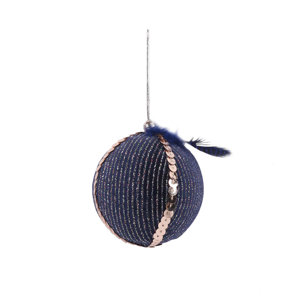 024167-h931n-first-_1 Dreamy Χριστουγεννιατικη Μπαλα 7x7x7cm Polyfoam Μπλε Χρυσο Υφασμα - Image 1