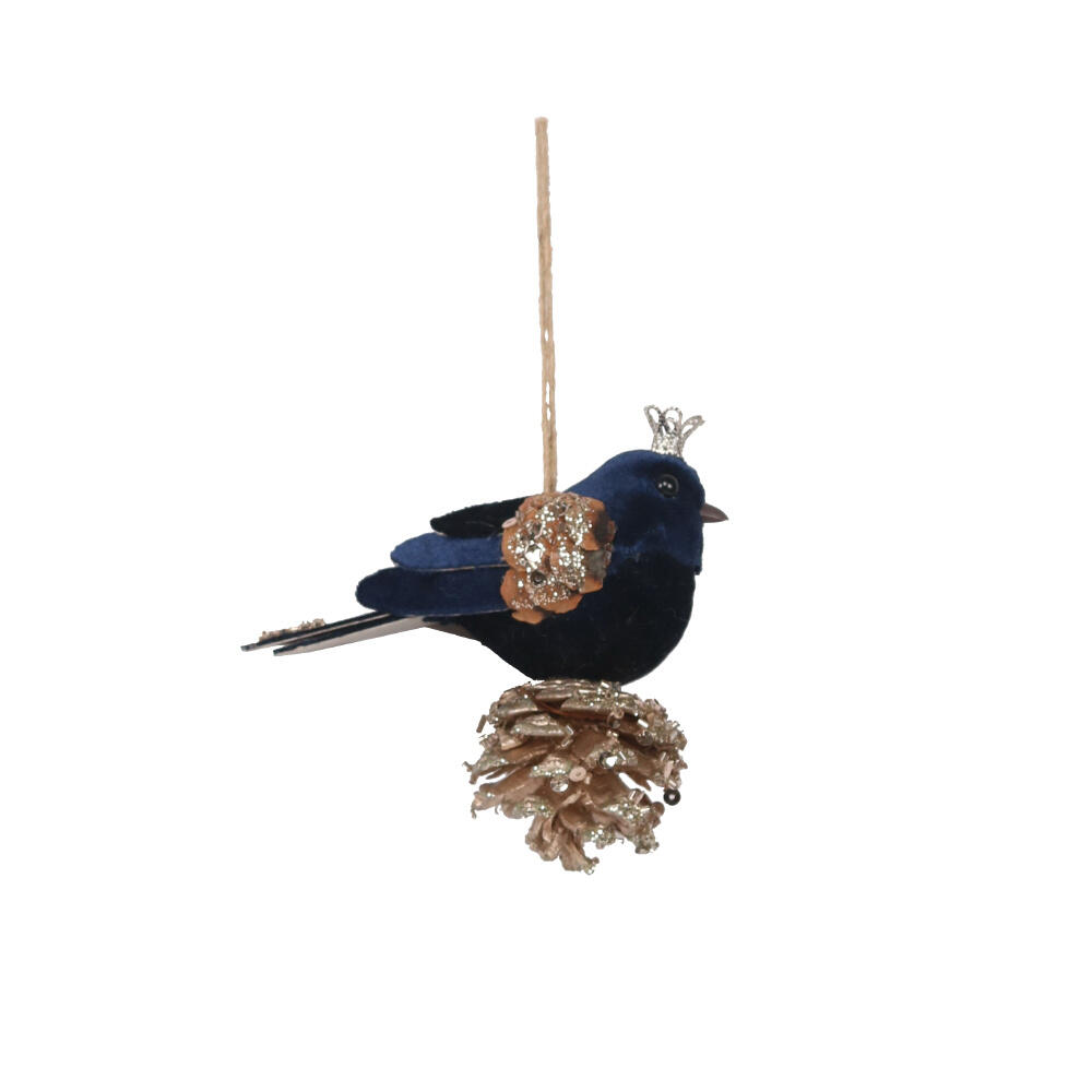 024198-U0PZC-first-_1 Dreamy Bird Χριστουγεννιατικο Στολιδι Πουλι 11x6x11cm Polyfoam Μπλε Χρυσο Υφασμα - Image 1