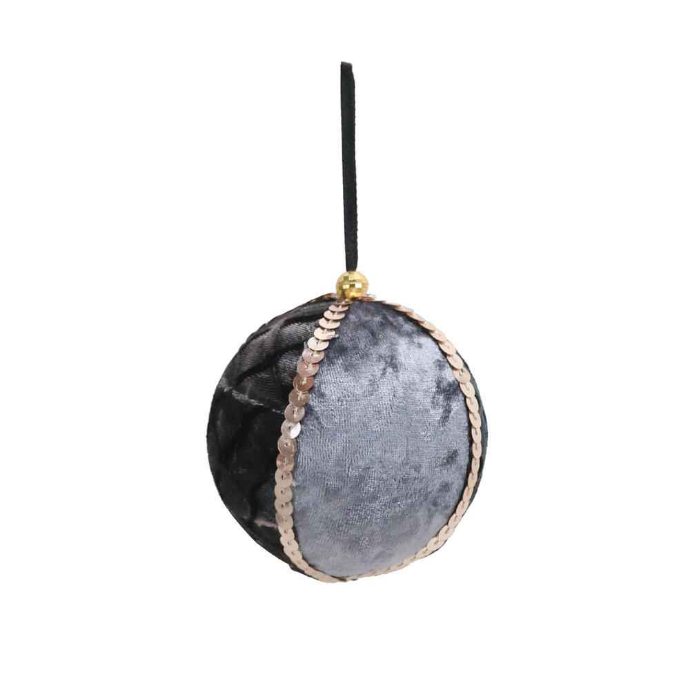 024284-jIZqa-first-_1 Moonlight Χριστουγεννιατικη Μπαλα 8x8x8cm Polyfoam Γκρι Μαυρο Υφασμα Χρυσο - Image 1