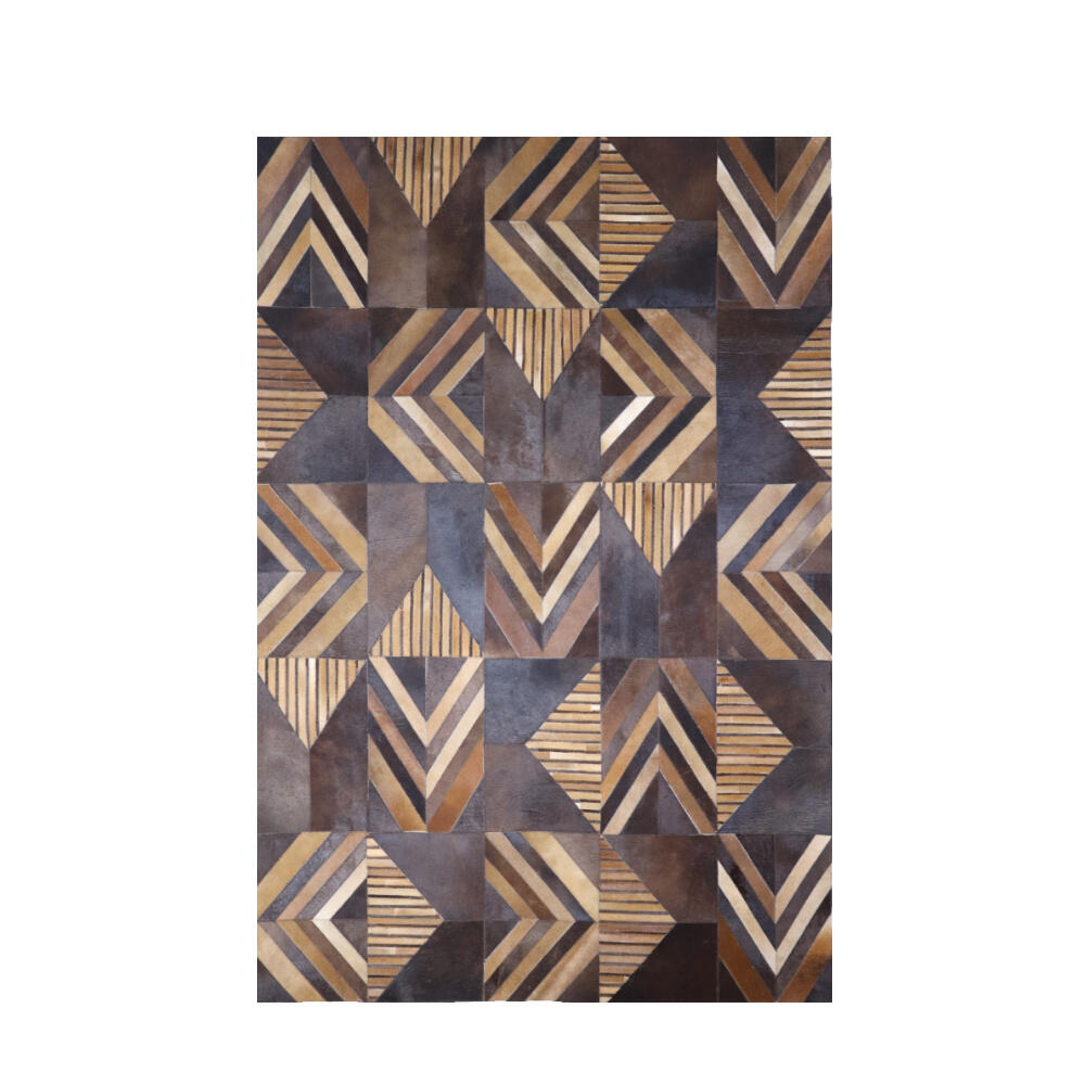 024840-1h7iT-first-_1 Victory Χαλι Σαλονιου 160x240cm Δερμα Μαυρο Καφε Μαλλινο - Image 1