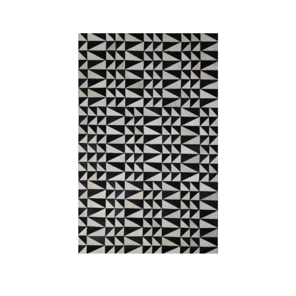 024843-DwPJD-first-_1 Black : White Χαλι Σαλονιου 120x200cm Δερμα Μαυρο Λευκο Μαλλινο - Image 1