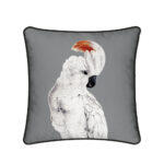 Cockatoo Διακοσμητικο Μαξιλαρι 45x45cm Βελουδο Γκρι Λευκο Μαυρο