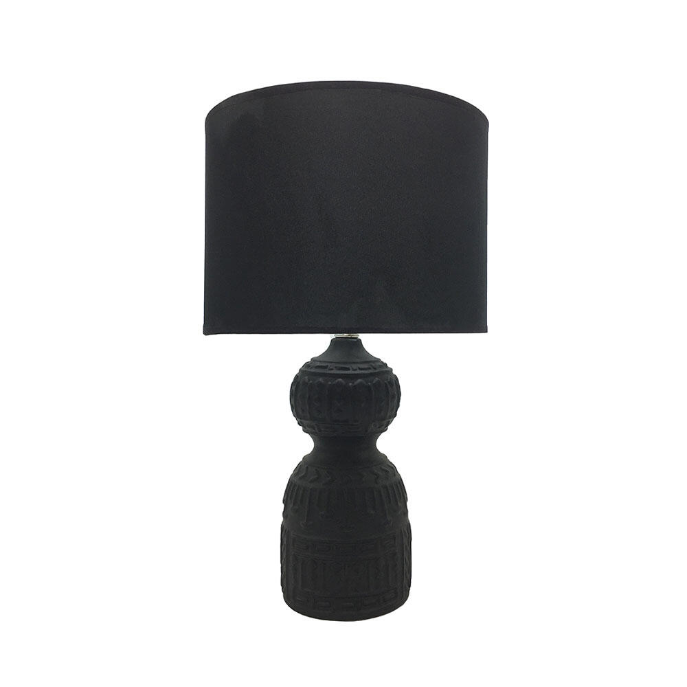 026405-Zpf29-first-_1 Moa Φωτιστικο Επιτραπεζιο 25x25x41cm Κεραμικο Μαυρο Υφασμα Μαυρο - Image 1