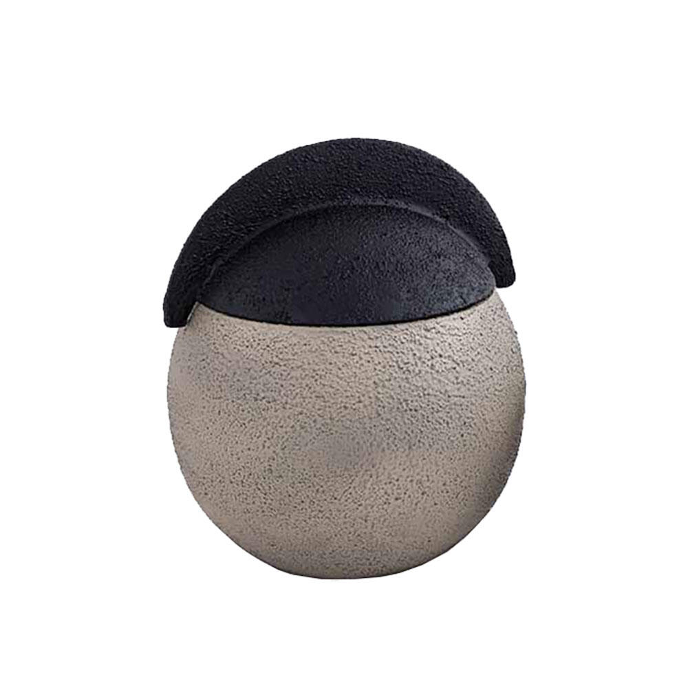 027114-x1jti-first-_1 Grizio Βαζο Με Καπακι 20x20x24cm Αλουμινιο Mud Textured Μαυρο Textured - Image 1