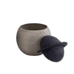 Grizio Βαζο Με Καπακι 20x20x24cm Αλουμινιο Mud Textured Μαυρο Textured - Image 3