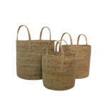 Del Mar Καλαθι Χερουλι Set 3τμχ 35x35x35cm Seagrass Φυσικο