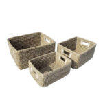 Nile Καλαθι Set 3τμχ 45x35x30cm Kansgrass Φυσικο Λευκο Pvc