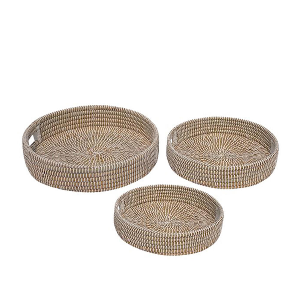 027410-fVczm-first-_1 Nile Δισκος Set 3τμχ 43x43x10cm Kansgrass Φυσικο Λευκο Pvc - Image 1