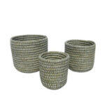 Nile Κασπω Set 3τμχ 25x25x25cm Kansgrass Φυσικο Λευκο Pvc