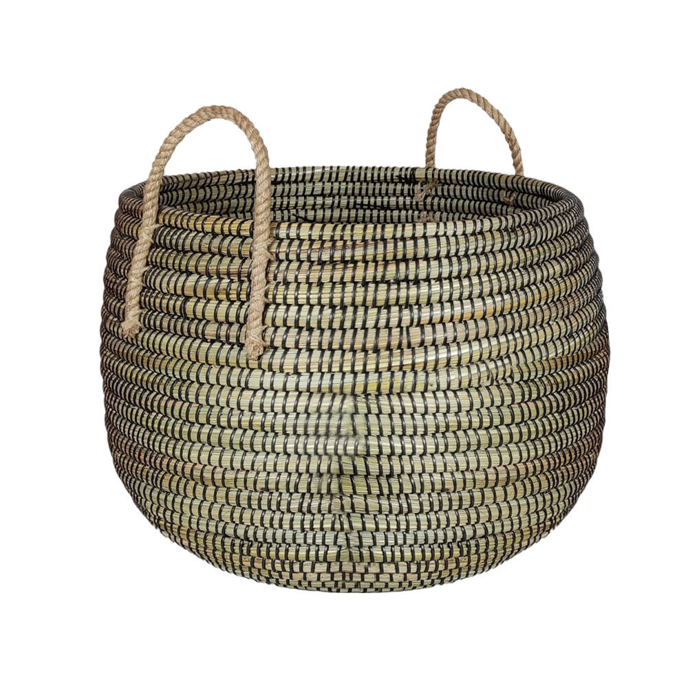 027436-d1SKU-first-_1 Kenya L Καλαθι Αποθηκευσης 43x43x36cm Kansgrass Φυσικο Μαυρο Pvc - Image 1