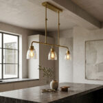 Cloche Φωτιστικο Οροφης 90x17x90cm Σιδερο Χρυσο Αντικε Γυαλι Διαφανο - Image 2