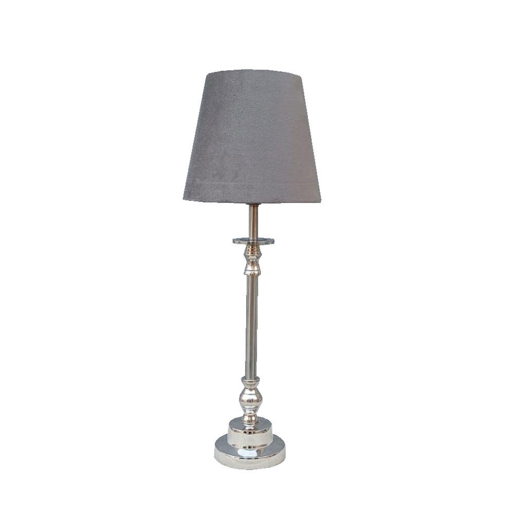 028230-mDPku-first-_1 Helge Φωτιστικο Επιτραπεζιο 12x18x51cm Αλουμινιο Ασημι Βελουδο Γκρι - Image 1