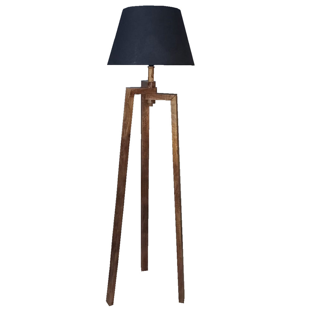 028250-BqRuY-first-_1 Torkel Φωτιστικο Επιδαπεδιο 35x35x150cm Ξυλο Καφε Υφασμα Μαυρο - Image 1